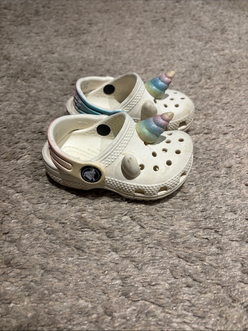 Kids White Unicorn Crocs toddler size 4